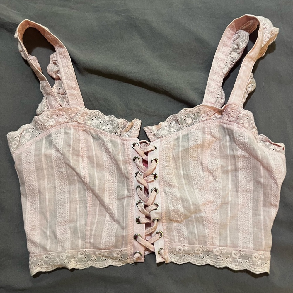 Sugar Thrillz Pink Lace-Up Bralette